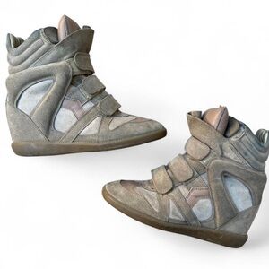 Isabel Marant Gray and Tan High-Top Sneakers